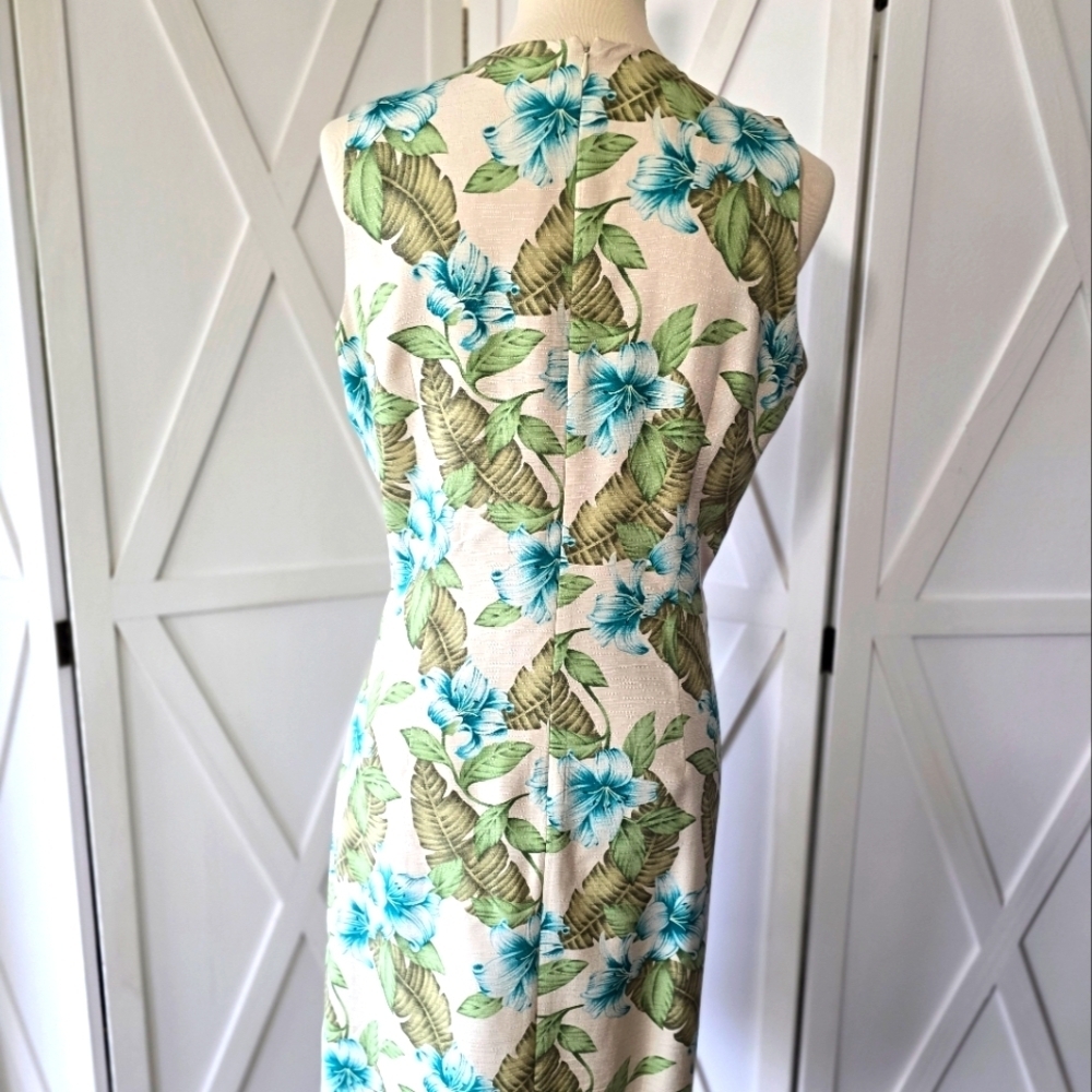 Tommy Bahama Vintage Silk Hawaiian Sleeveless Dress - Blue and Green - Picture 6 of 10